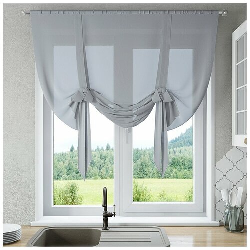 фото Шторы для кухни sola "селена-150", серый