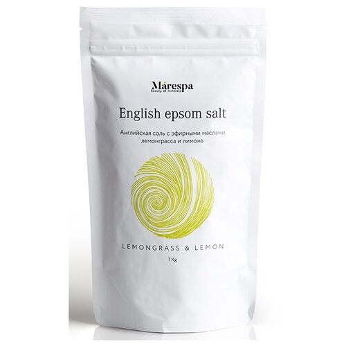 Marespa английская соль Epsom Lemongrass & Lemon, 1 кг английская соль для ванн с натуральным эфирным маслом лемонграсса лимона и иланг илан marespa lemongrass 2000 гр