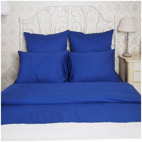 фото Комплект постельного белья сатин-люкс однотонный синий 4055 хлопок 100%, евро, синий tana
