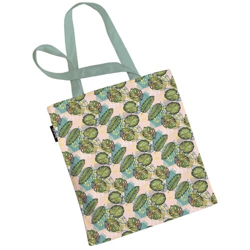 фото Сумка шоппер joyarty "тропическая атмосфера", ткань под лен, 35x37x7 см