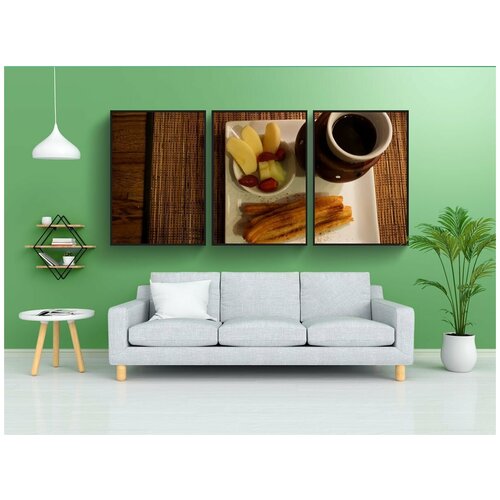 фото Набор модулных постеров для интерьера "мексиканский завтрак, мексиканский кофе, домашний чуррос" 60x90 см. в тубусе, без рамки lotsprints