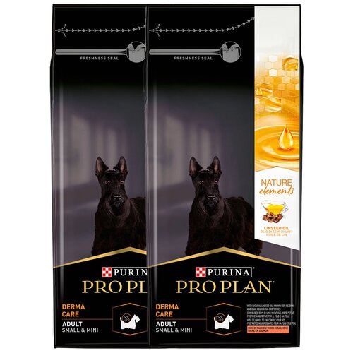 PURINA PRO PLAN NATURE ELEMENTS ADULT DOG SMALL & MINI DERMA CARE для взр собак маленьких пород с чувствительной кожей и шерстью с лососем (7 + 7 кг)