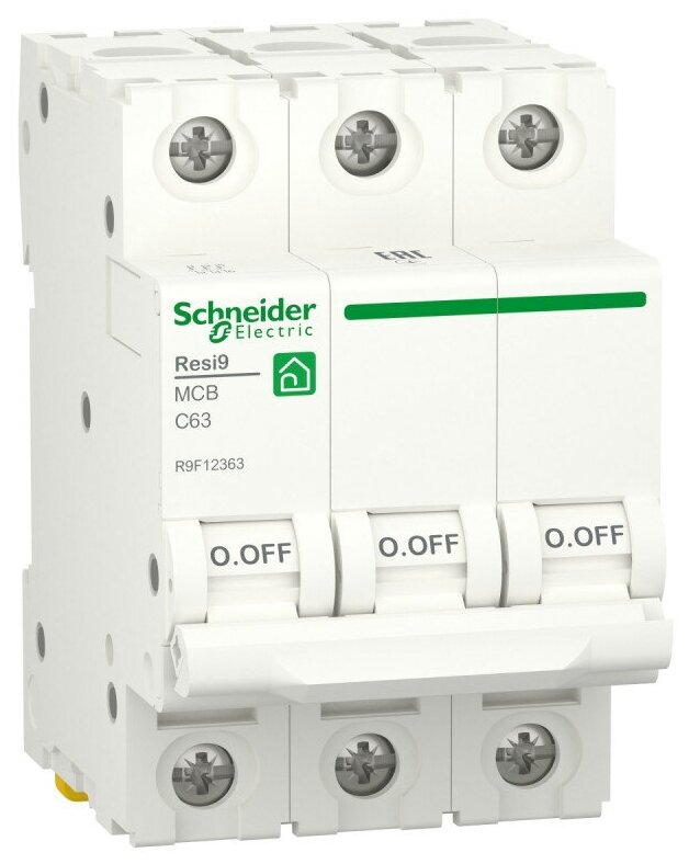 Автоматический выключатель Schneider Electric Resi9 3 полюса 63A тип C 6kA