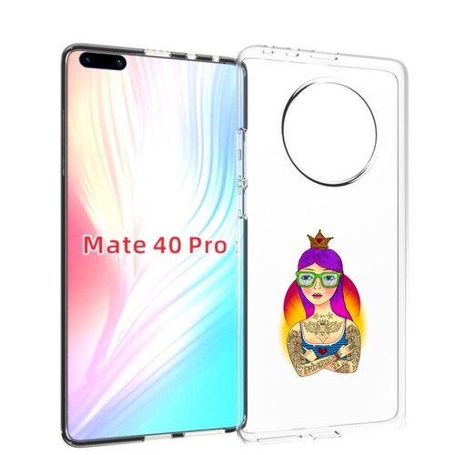 Чехол MyPads девушка в татуировках с короной для Huawei Mate 40 Pro (NOH-NX9) задняя-панель-накладка-бампер чехол mypads грустная девушка с синими волосами для huawei mate 40 pro noh nx9 задняя панель накладка бампер