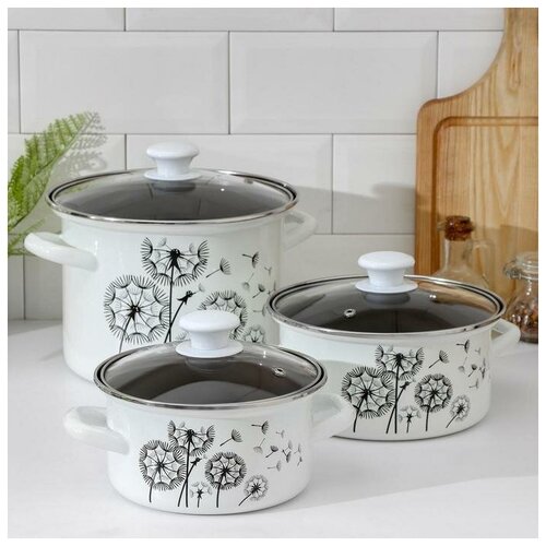 фото Набор кастрюль керченская эмаль «адажио-5-1 люкс», 3 предмета: 1,9 л, 2,5 л, 5 л mikimarket