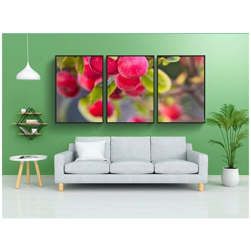 фото Набор модулных постеров для интерьера "яблоки, декоративные яблоки, фрукты" 60x90 см. в тубусе, без рамки lotsprints