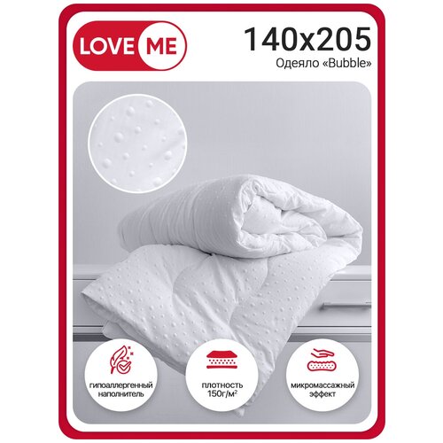 Одеяло стеганое LOVEME Bubble 140 х 205 см, облегченное, цвет белый