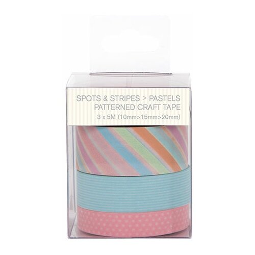 Лента клейкая декоративная с рисуком Spots & Stripes Pastels 10/15/20 мм DOCRAFTS PMA462300