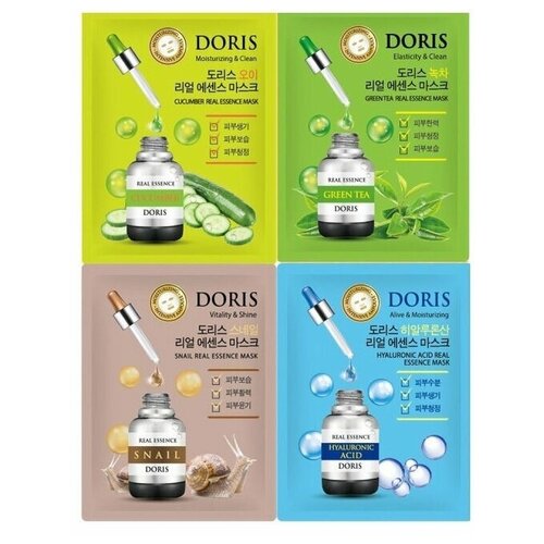 JIGOTT DORIS Набор корейских масок для лица 27мл. - 4шт маска doris cucumber real essence mask для лица тканевая 25 мл