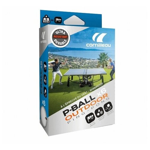 Мячи для настольного тенниса Cornilleau Outdoor P-Ball 40+ Plastic x6 White 350800