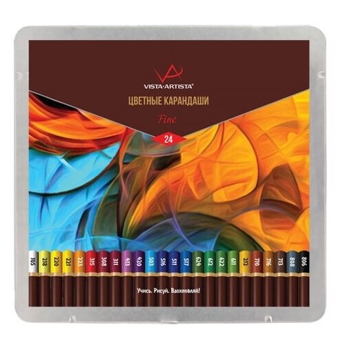 фото Vista- artista набор цветных карандашей "fine" 24 цв в металле vista-artista