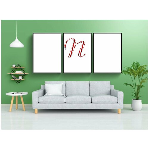 фото Набор модулных постеров для интерьера "леденец, письмо, n" 60x90 см. в тубусе, без рамки lotsprints