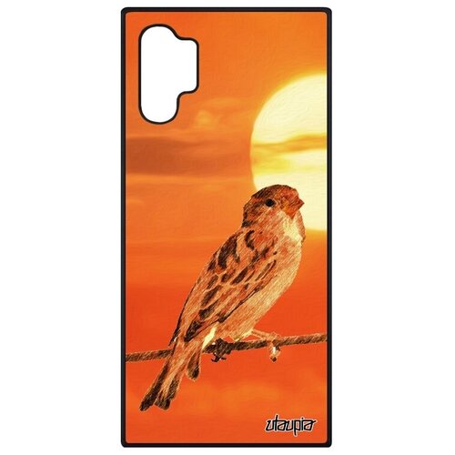 фото Красивый чехол на смартфон // samsung galaxy note 10 plus // "воробей" домовый птица, utaupia, оранжевый