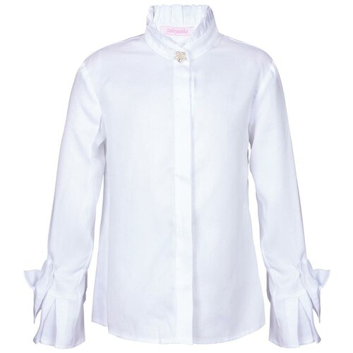 Блуза Stilnyashka, полуприлегающий силуэт, длинный рукав, размер 122, белый