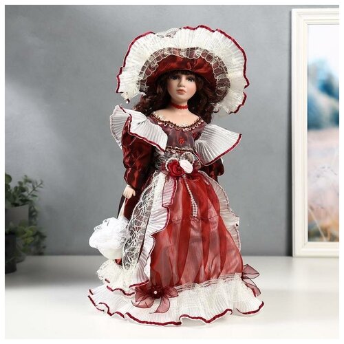 Кукла коллекционная керамика Алёна в платье бордо 40 см, InHome2.0  - купить со скидкой