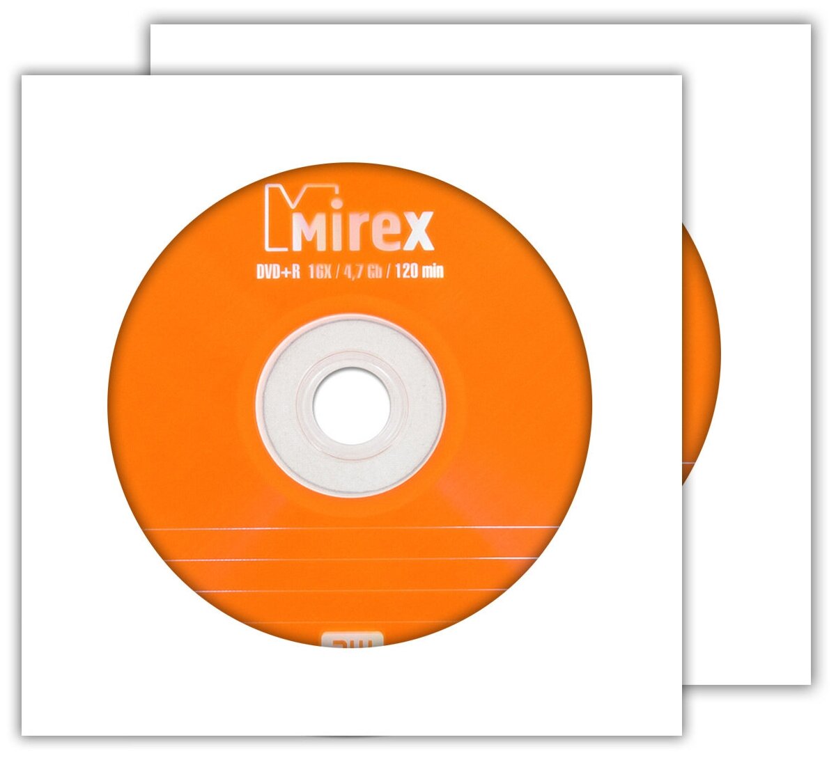 Диск Mirex DVD+R 4,7Gb 16x в бумажном конверте с окном, 2 шт.