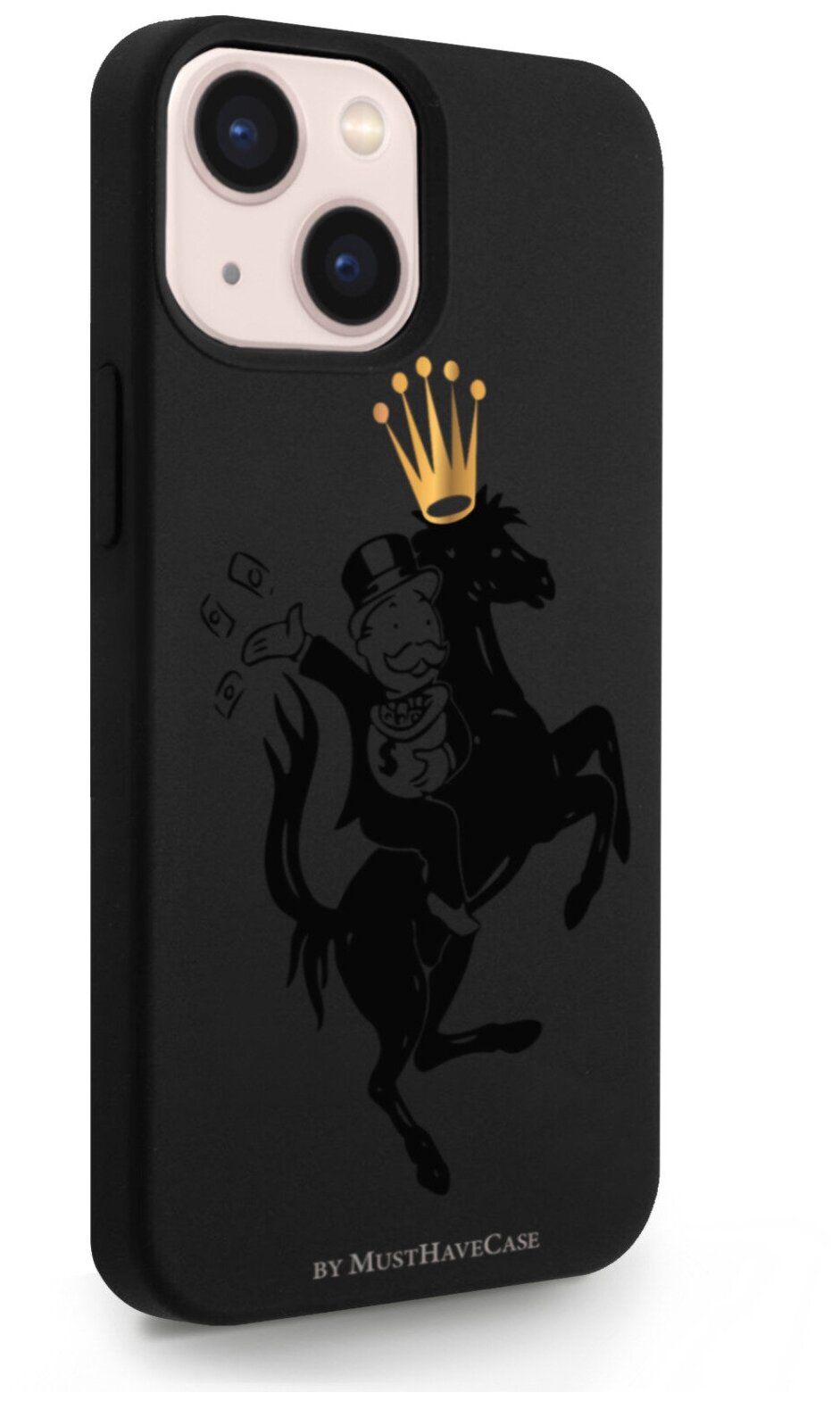 Черный силиконовый чехол MustHaveCase для iPhone 13 Mini Monopoly на коне для Айфон 13 Мини Противоударный