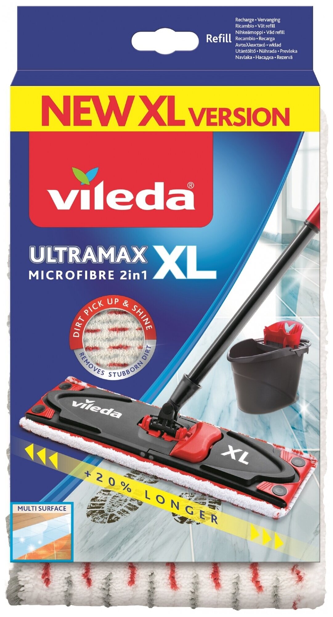 Сменная насадка для швабры VILEDA ULTRAMAX XL (Ультрамакс XL) цвет белая/с красными волокнами