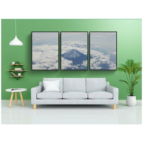 фото Набор модулных постеров для интерьера "гора фудзи, море облак, фудзи сан" 60x90 см. в тубусе, без рамки lotsprints