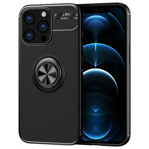 фото Brodef revolve силиконовый чехол с кольцом для iphone 13 pro max черный