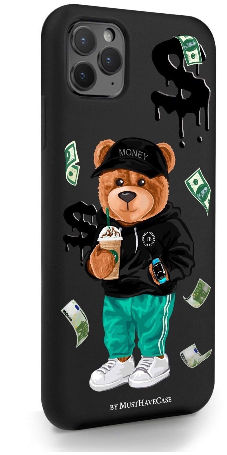 Черный силиконовый чехол MustHaveCase для iPhone 11 Pro Max Tony Bear/ Мишка Тони для Айфон 11 Про Макс