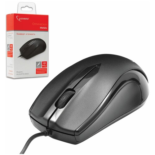 GEMBIRD Мышь проводная gembird musopti9-905u usb 2 кнопки 1 колесо-кнопка оптическая черная 74400₽