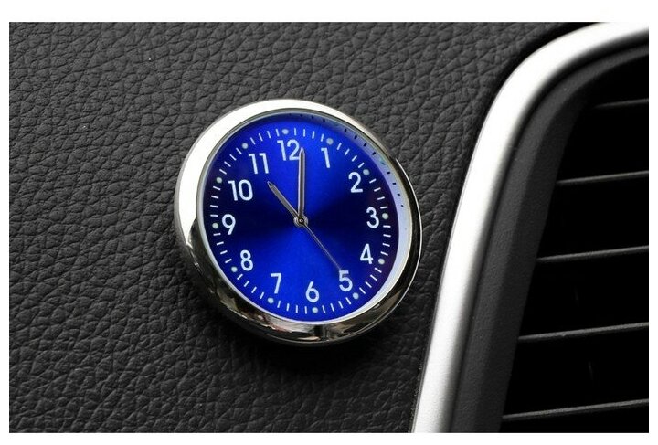 Часы автомобильные внутрисалонные d 4.5 см синий циферблат