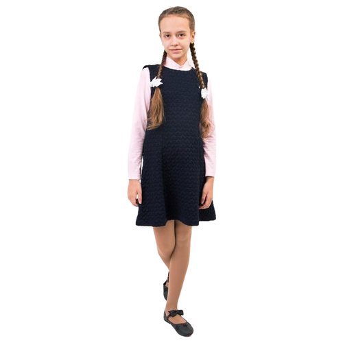 фото Школьный сарафан для девочки, цвет тёмно-синий, рост 122 см btc