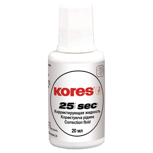 Kores Корректирующая жидкость KORES WHITE 20мл на быстросохн основе, кисточка 66817