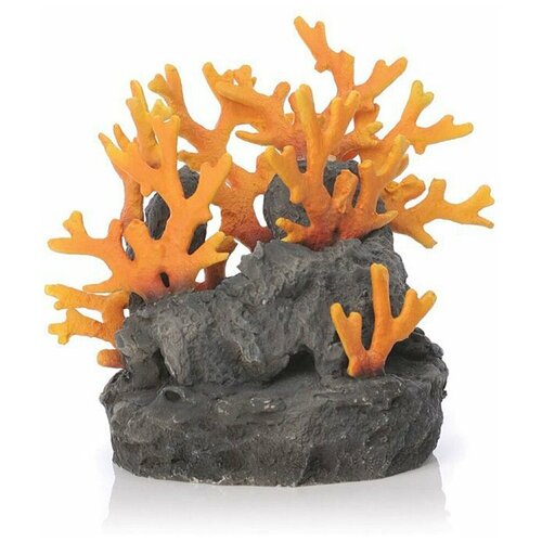 Декоративная фигура Застывшая лава с огненным коралом, Lava rock with fire coral ornament