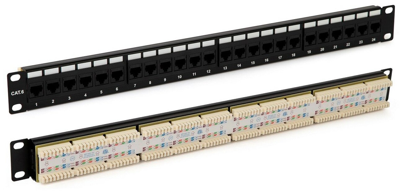 Патч-панель 19" Hyperline, 2U, 48 портов RJ-45, категория 6, Dual IDC, ROHS, цвет черный (задний кабельный организатор в комплекте) - фото №6