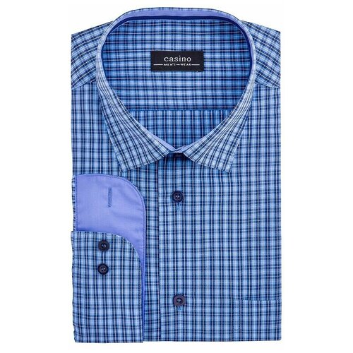 фото Рубашка мужская длинный рукав casino c225/156/3171/z/1p, полуприталенный силуэт / regular fit, цвет голубой, рост 174-184, размер ворота 40