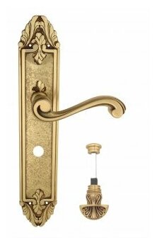 Дверная ручка Venezia "VIVALDI" WC-4 на планке PL90 французское золото + коричневый