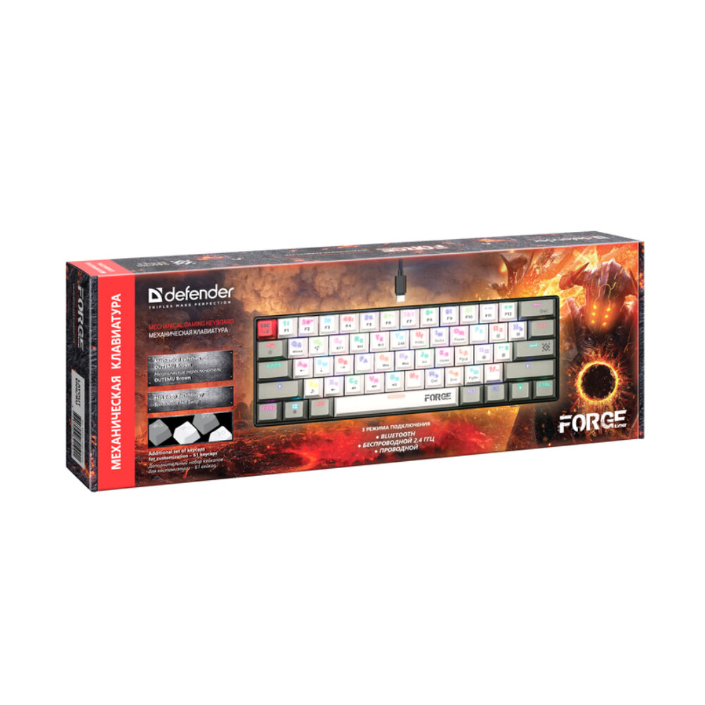 Клавиатура Defender Forge GK-345 (45345), Bluetooth, черный/серый — фото 4