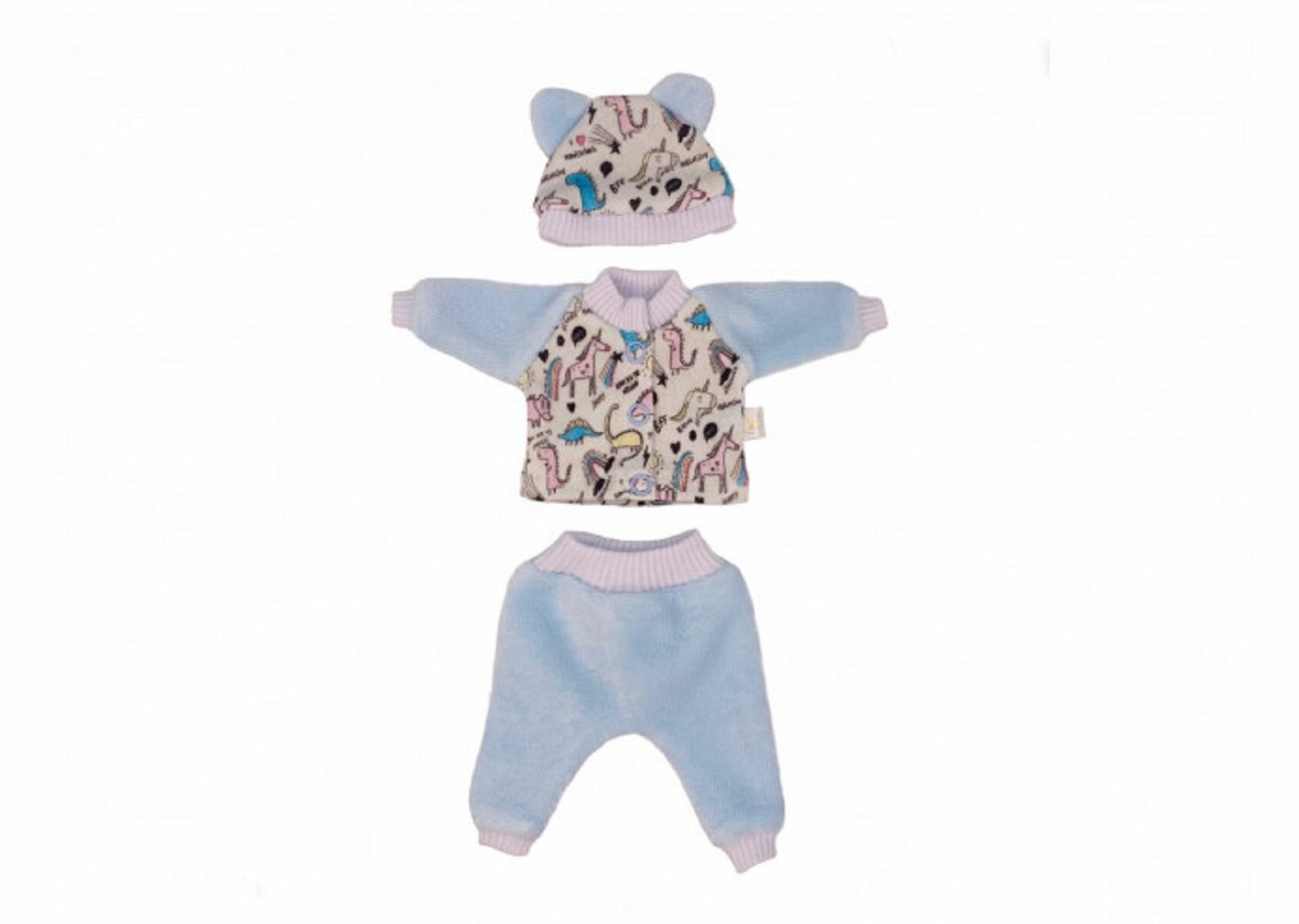 Кукольный гардероб одежда для куклы 19 см костюм мишки хлопок голубой