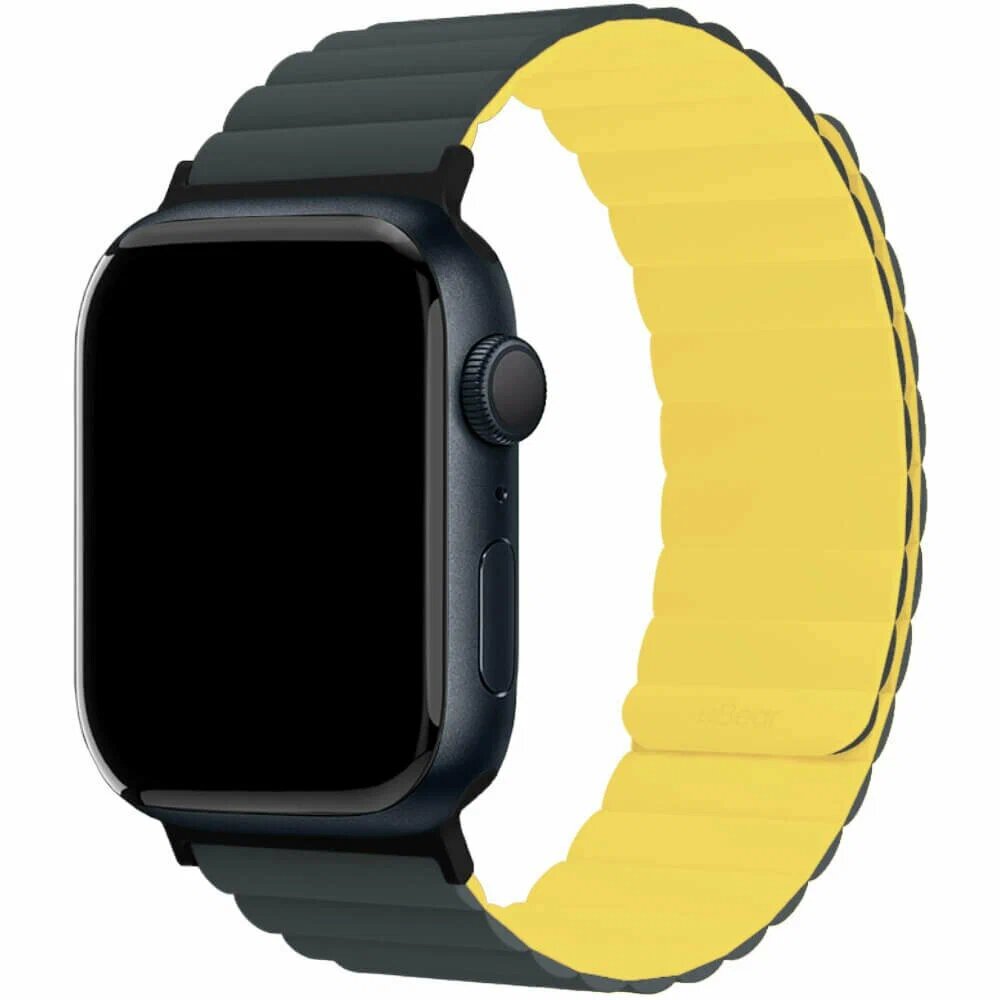 Ремешок силиконовый uBear Mode для Apple Watch S/M (WB09YG01SM-AW), черный/желтый