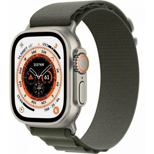 Часы Apple Watch 8 Ultra GPS+Cellular, 49mm Titanium Case with Green Alpine Loop Smalll, Титановый корпус, спортивный ремешок цвета зеленые Альпы 49 мм Small