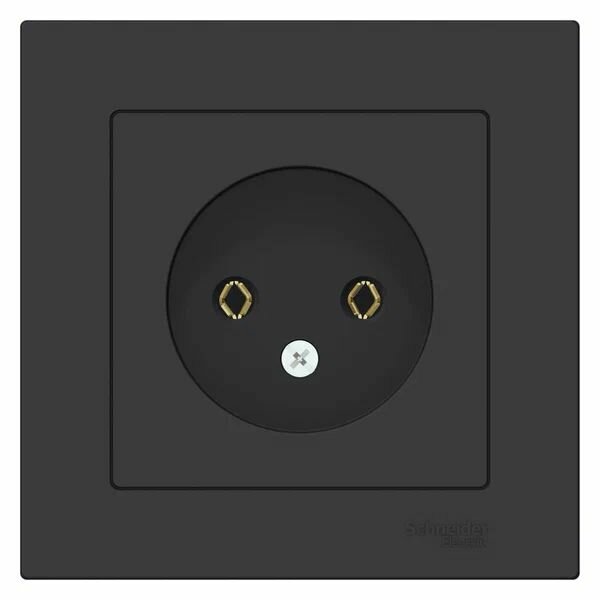 Розетка без заземления AtlasDesign, 16А, в сборе, карбон, Schneider Electric