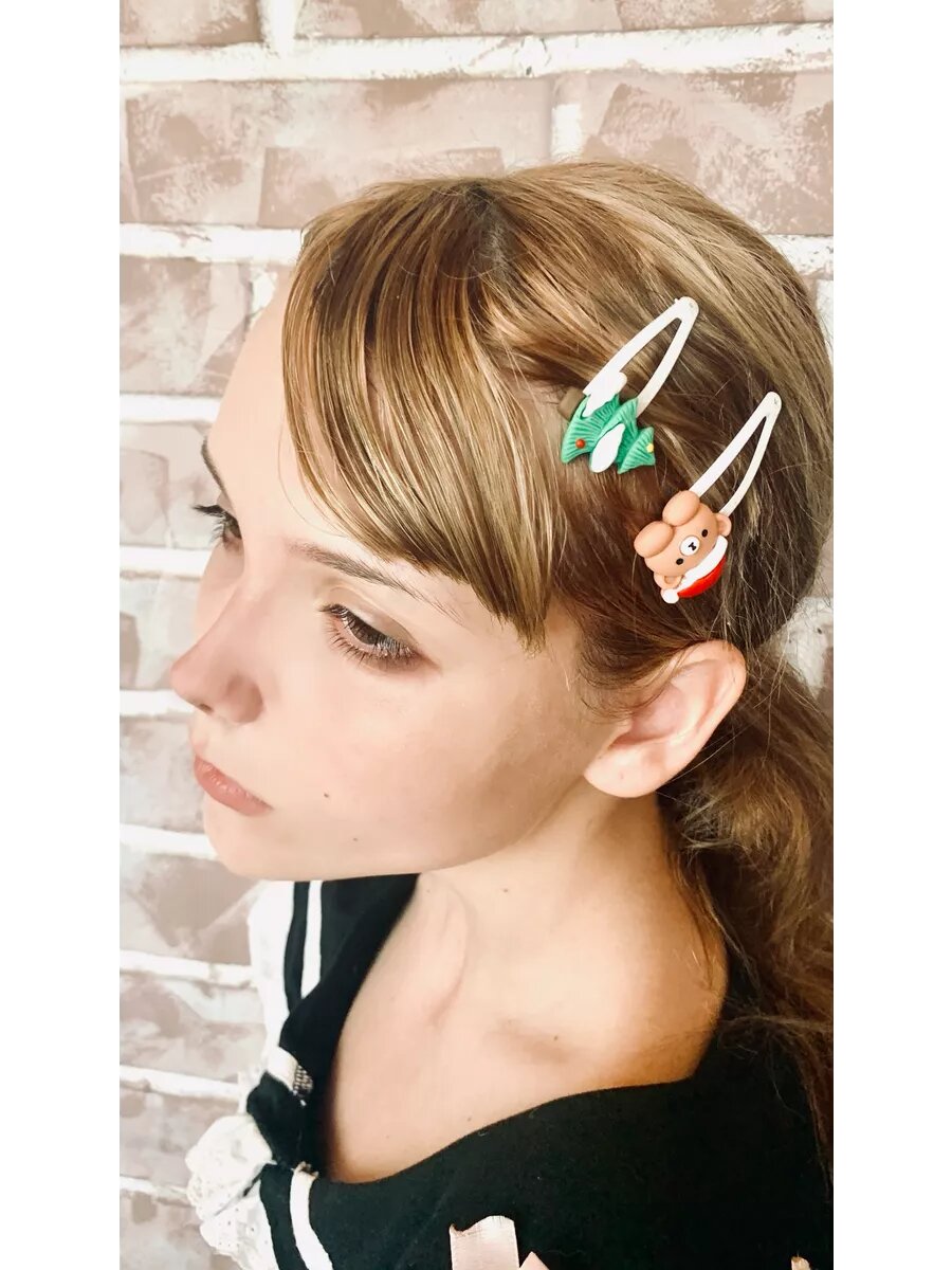 Набор заколок клик-клак новогодние 4 шт. — фото 1