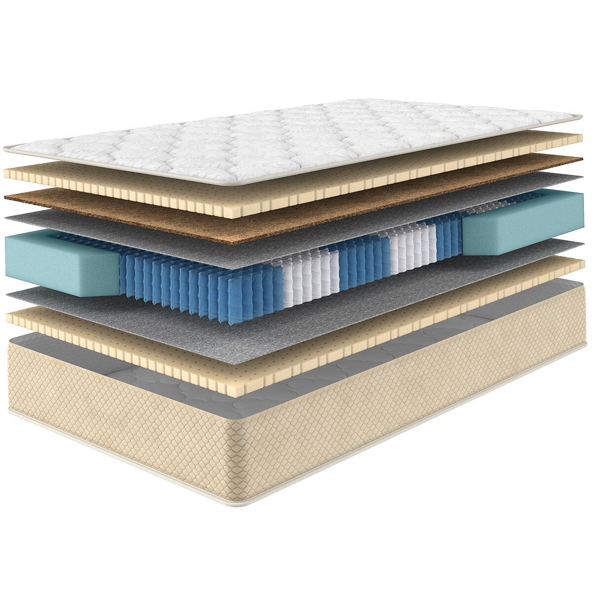 BIOLUX матрас Ultra Latex, Разной жесткости, Натуральный ортопедический, С зональным пружинным блоком, 160x200 см