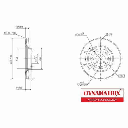 Тормозной диск передний Dynamatrix-Korea DBD1131 для Opel Combo, Corsa, Meriva, Tigra