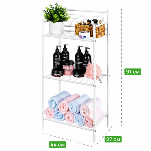 Стеллаж для ванной комнаты 44х27х91 см EL Casa Белый с 3-мя полками 1755₽