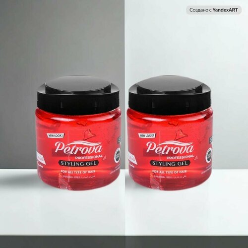 Petrova Стайлинг-гель для укладки волос Сверхсильная фиксация, 800 мл, 2 шт /