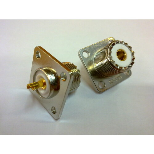 Разъем высокочастотный U-245 d (10 шт), розетка (гнездо) UHF приборная фланец 4 отверстия