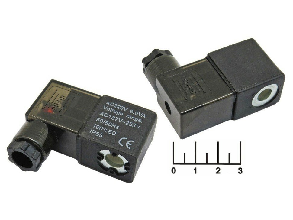Соленоид ~220V 6W + разъем IP65 d-9/9