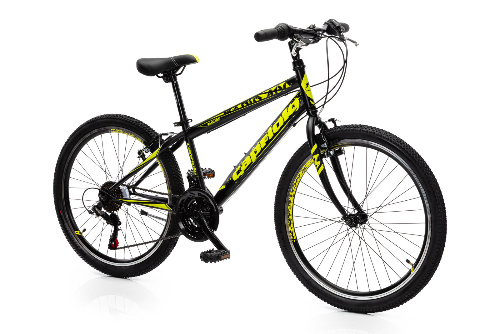 Велосипед CAPRIOLO MTB RAPID (3 X 6), рама сталь 13', колёса 24' (чёрный - жёлтый)