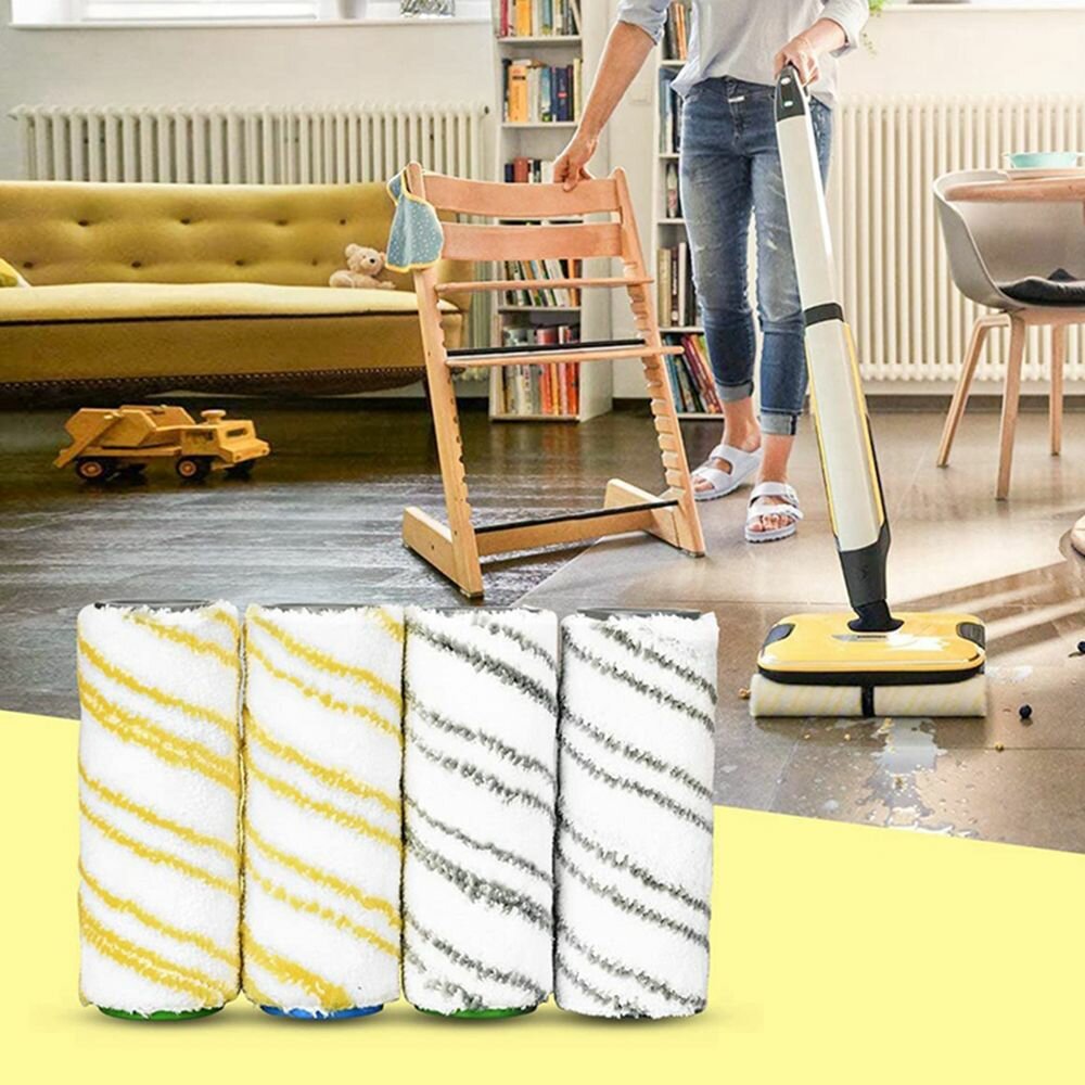 Набор из 4 роликов для Karcher FC5 FC7 FC3 FC3D Электрический очиститель пола Сменные ролики 2.055-006.0 Желтый — фото 1