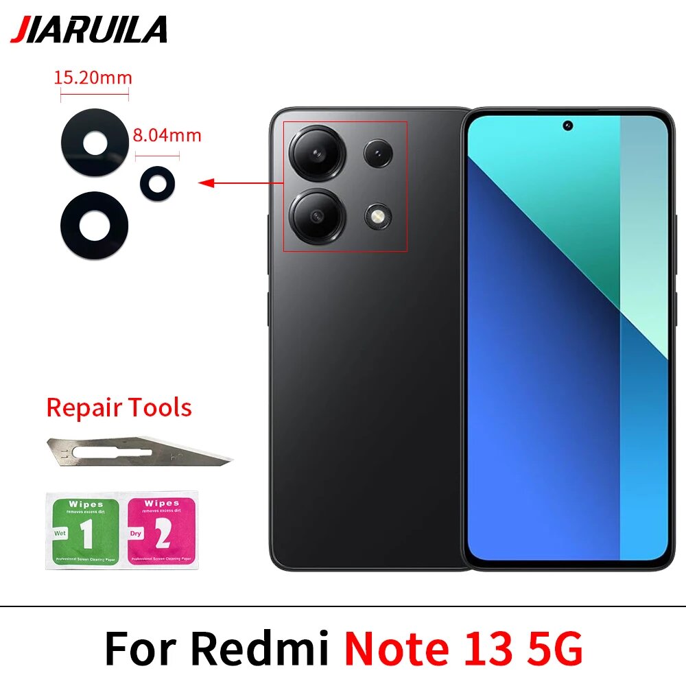 Стеклянная линза задней камеры для Xiaomi Redmi Note 12 Pro+ 5G 12T Pro 12S 4G Note 13 Pro+ Plus 5G Стекло камеры с клеевой наклейкой