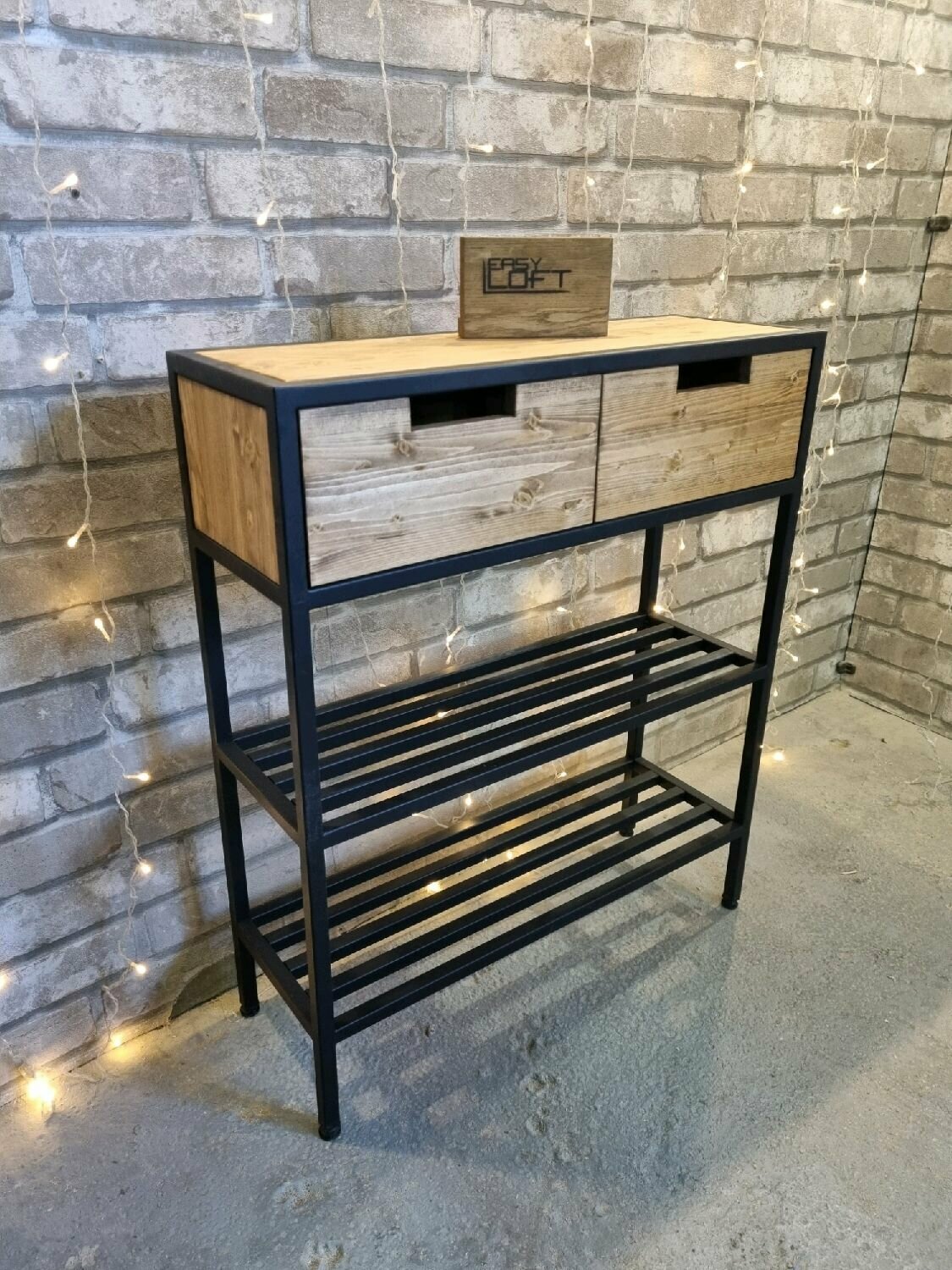 Консоль "EasyLOFT" в стиле лофт, с ящиками, обувница, 90х33х90 см.