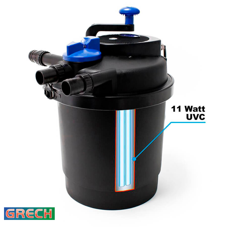 Фильтр для пруда, до 8м3, CPF 6000 GRECH, комплект насос, Уф лампа, шланг — фото 1